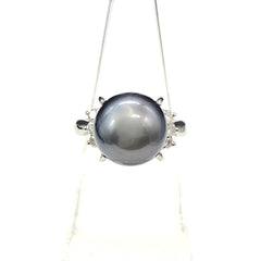 パール デザインリング プラチナ 指輪 メレダイヤ 真珠 リング 12号 Pt900 パール ダイヤモンド レディース 【中古】nbjwl