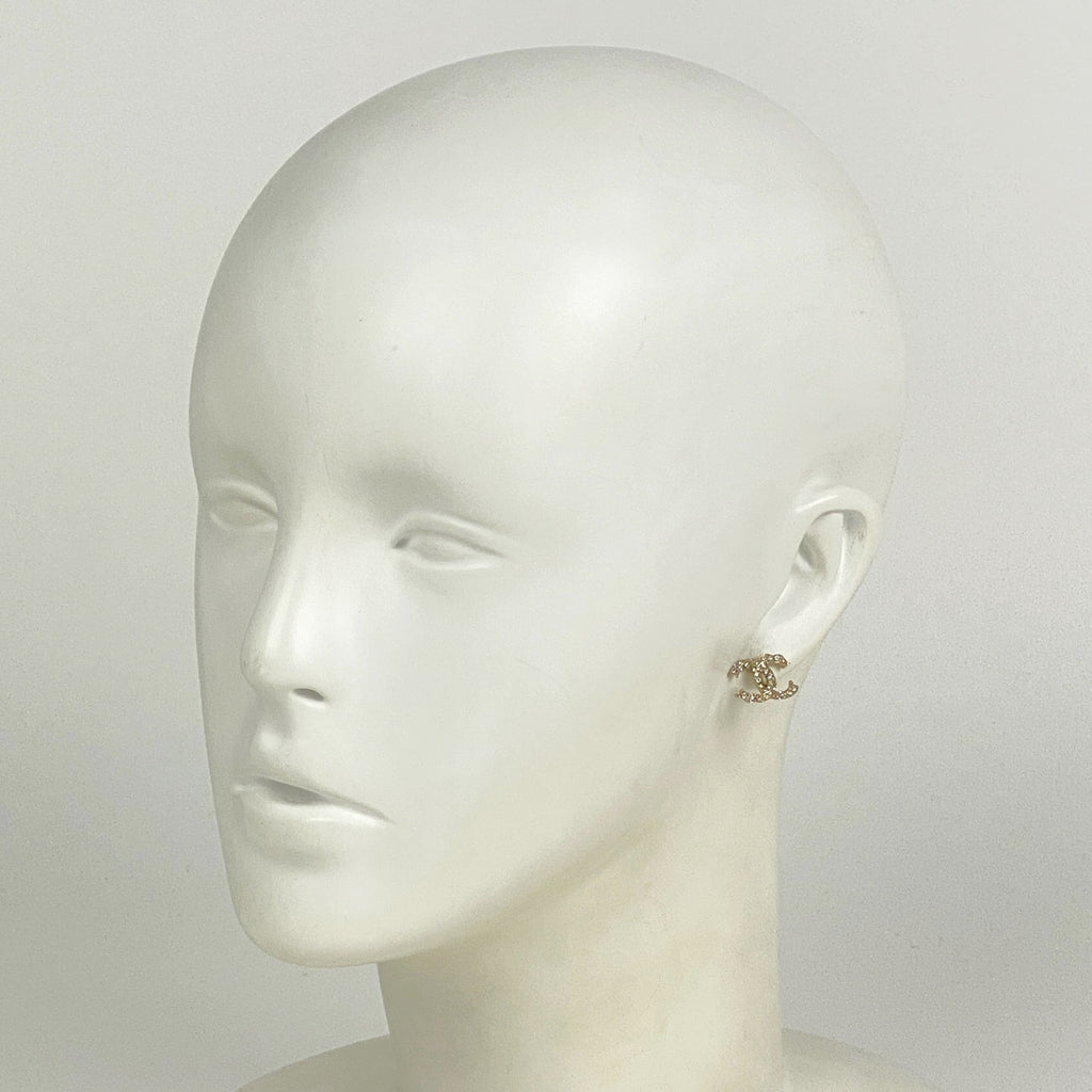 シャネル ココマーク ラインストーン ピアス CCマーク ピアス GP ゴールド レディース 【中古】bracc