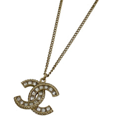 シャネル ココマーク ラインストーン ネックレス CCマーク ペンダント ネックレス GP ゴールド レディース 【中古】bracc