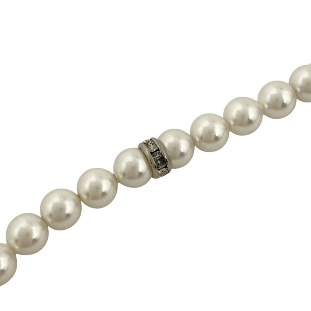 シャネル ココマーク フェイクパール ネックレス 2連 No.19 ネックレス メタル ラインストーン シルバー ブラック レディース 【中古】bracc