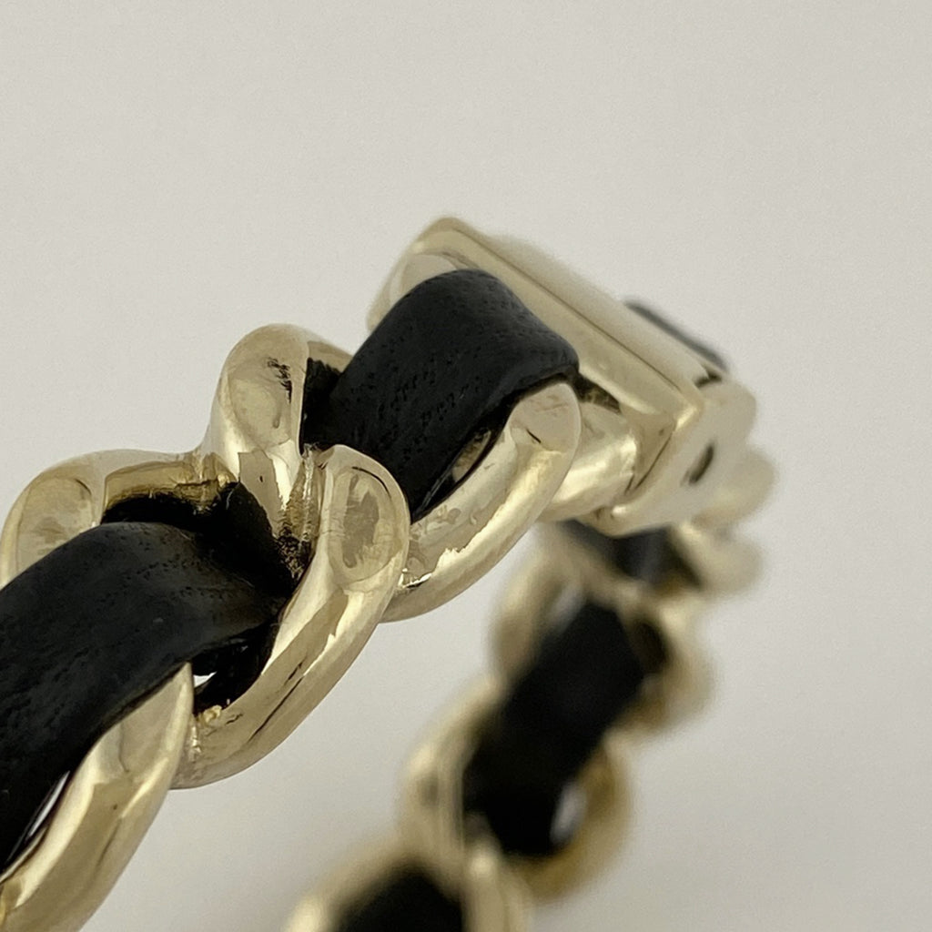 シャネル ココマーク バングル ハート 腕輪 バングル GP レザー ゴールド ブラック レディース 【中古】bracc