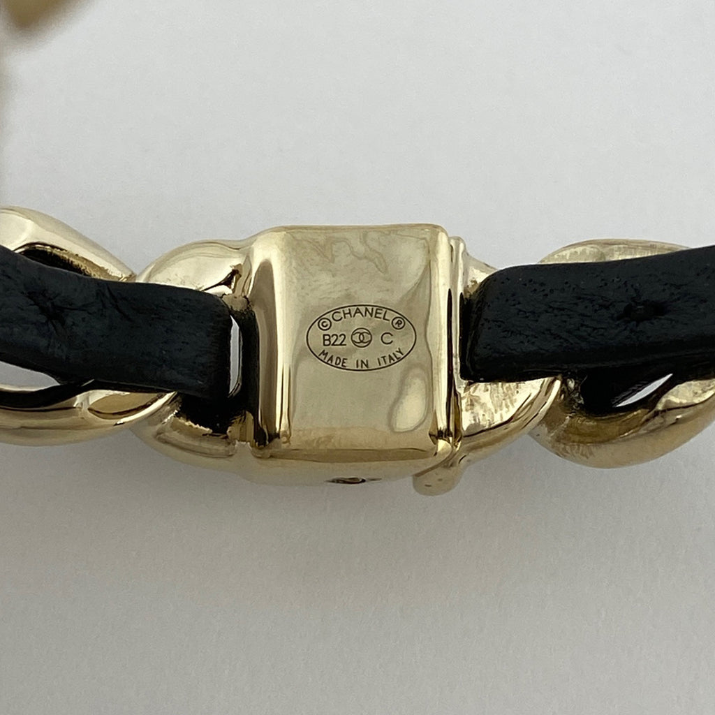 シャネル ココマーク バングル ハート 腕輪 バングル GP レザー ゴールド ブラック レディース 【中古】bracc