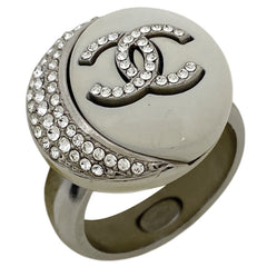 シャネル ココマーク ラインストーン リング ムーン 月 CC リング 11.5号 シルバーメッキ ラインストーン シルバー レディース 【中古】bracc