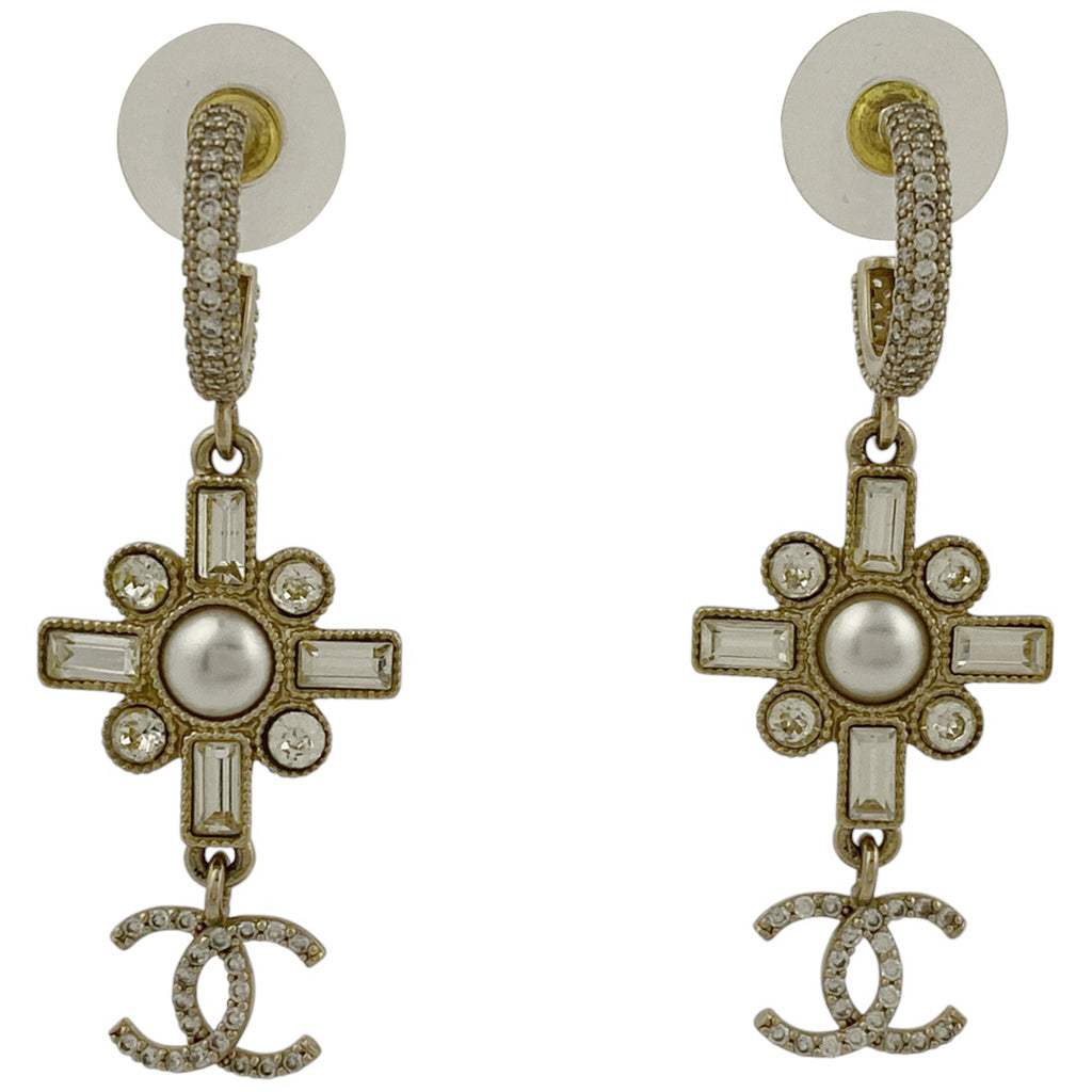 シャネル ココマーク ラインストーン ピアス スイング ピアス GP ゴールド レディース 【中古】bracc