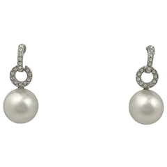 スワロフスキー クリスタル デザイン ピアス スイング ジルコニア ピアス メタル フェイクパール シルバー ホワイト レディース 【中古】bracc