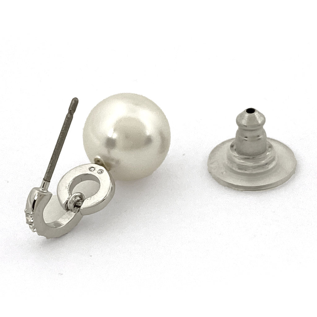 スワロフスキー クリスタル デザイン ピアス スイング ジルコニア ピアス メタル フェイクパール シルバー ホワイト レディース 【中古】bracc