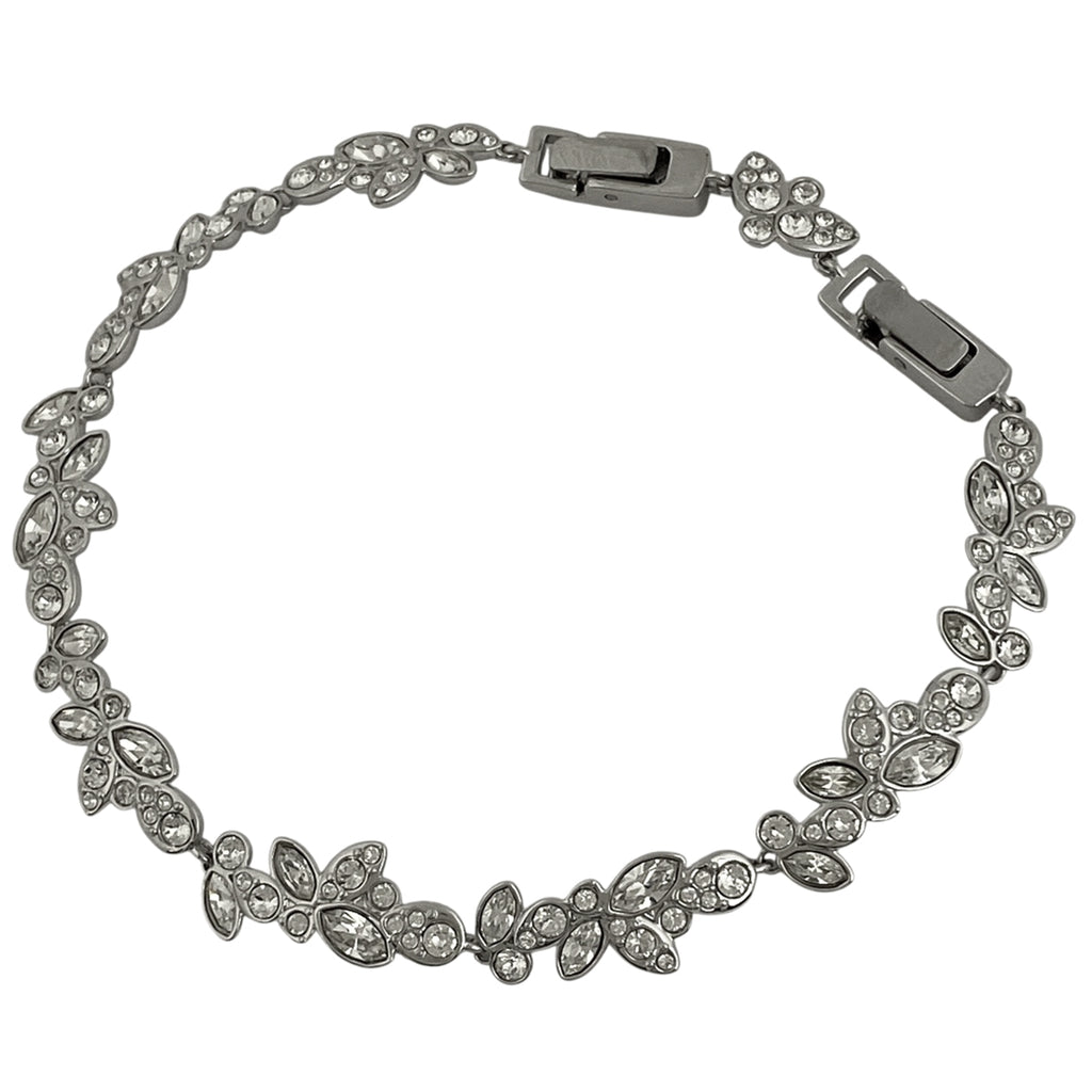 スワロフスキー クリスタル デザイン ブレスレット 腕輪 ジルコニア ブレスレット メタル シルバー レディース 【中古】bracc