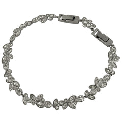 スワロフスキー クリスタル デザイン ブレスレット 腕輪 ジルコニア ブレスレット メタル シルバー レディース 【中古】bracc