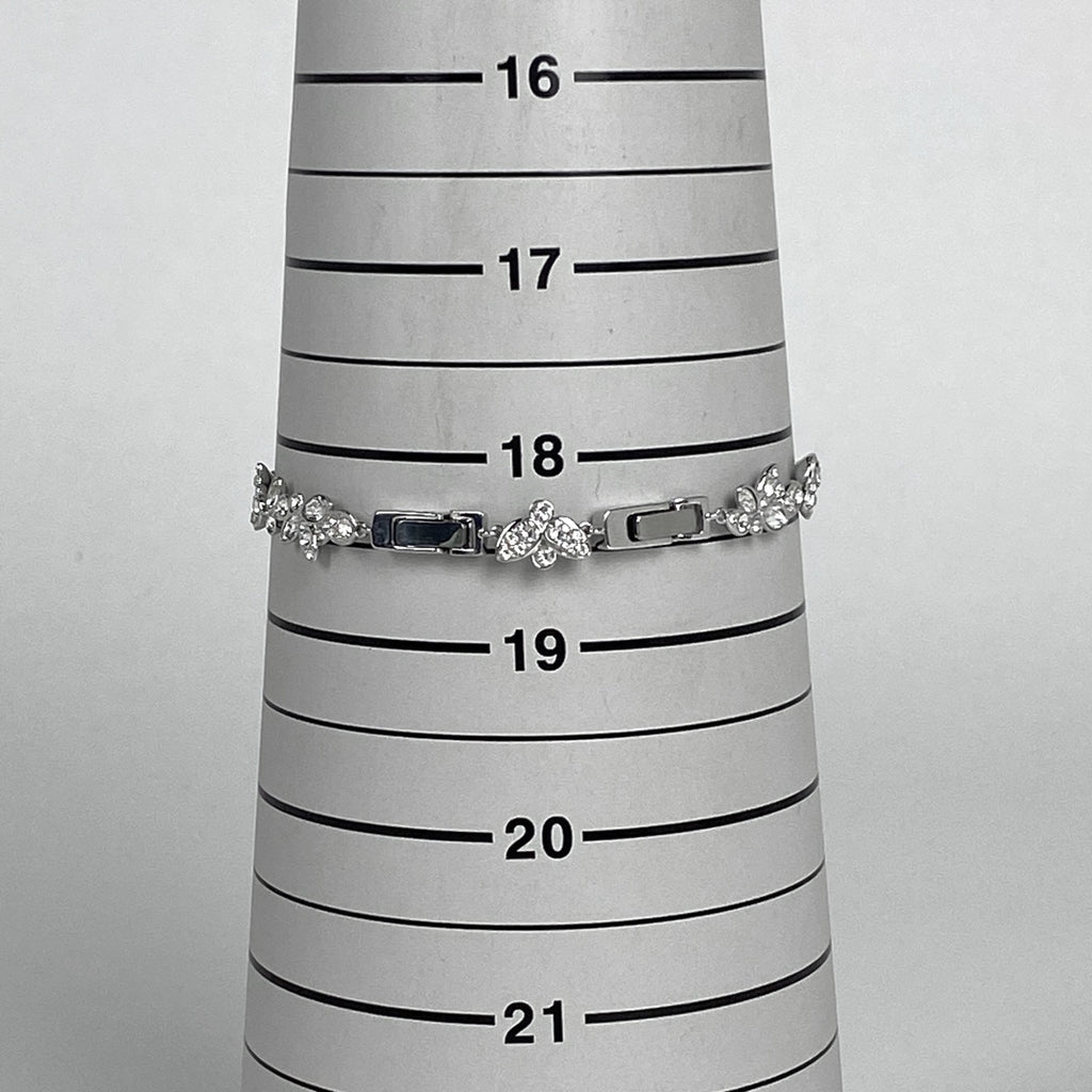 スワロフスキー クリスタル デザイン ブレスレット 腕輪 ジルコニア ブレスレット メタル シルバー レディース 【中古】bracc