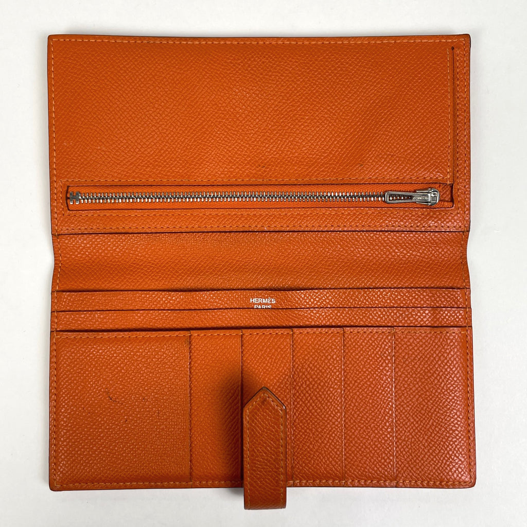 エルメス ベアン Hロゴ 二つ折り 長財布 ヴォーエプソン テールバテュー □R レディース 【中古】brbag