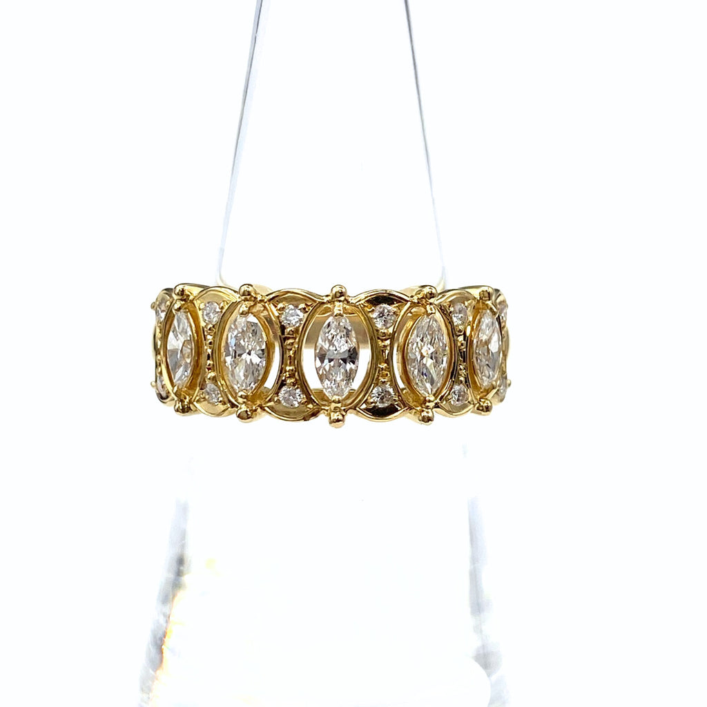 メレダイヤ デザインリング YG イエローゴールド 指輪 リング 10.5号 K18 ダイヤモンド レディース 【中古】nbjwl