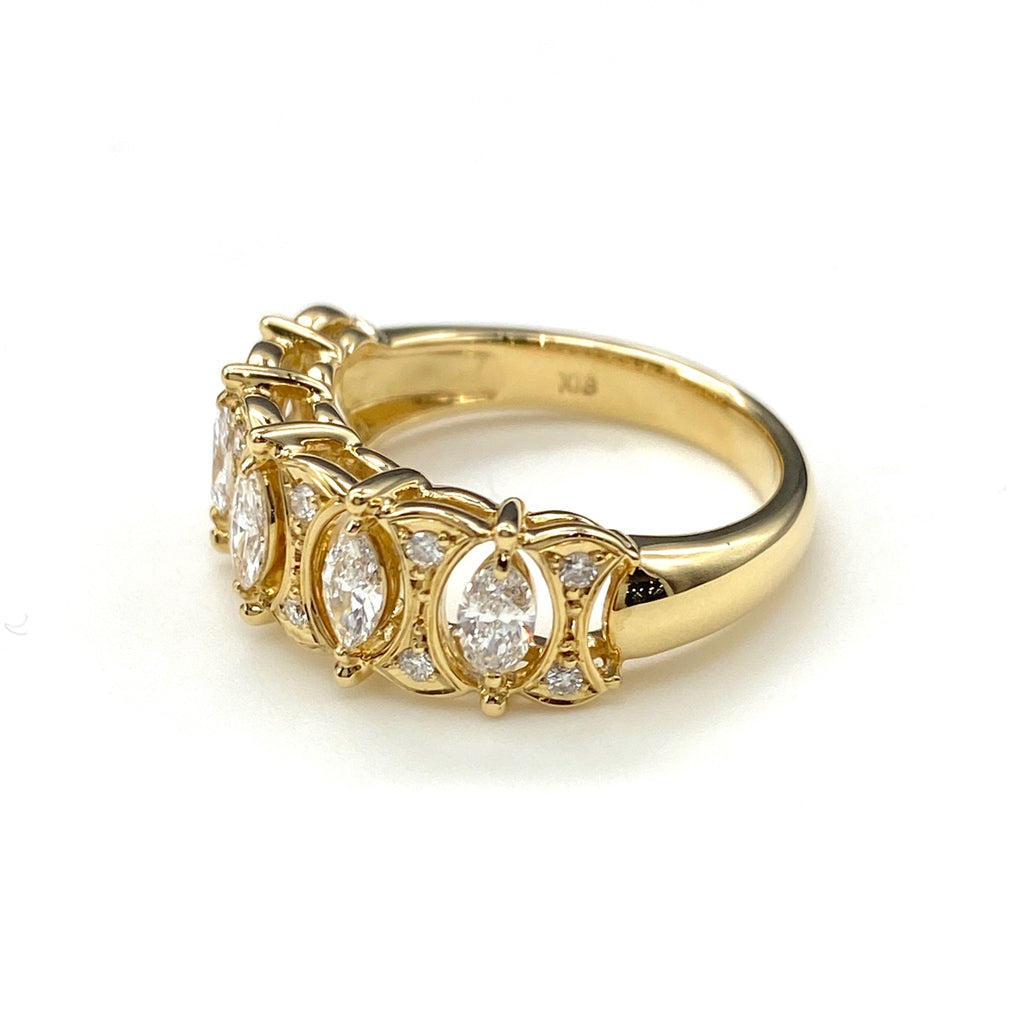 メレダイヤ デザインリング YG イエローゴールド 指輪 リング 10.5号 K18 ダイヤモンド レディース 【中古】nbjwl