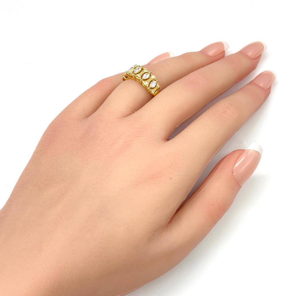 メレダイヤ デザインリング YG イエローゴールド 指輪 リング 10.5号 K18 ダイヤモンド レディース 【中古】nbjwl