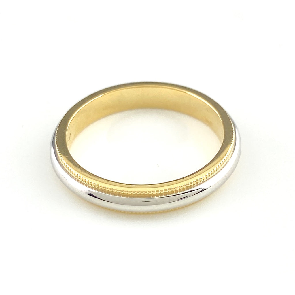 ティファニー ミルグレイン リング プラチナ YG イエローゴールド 指輪 リング 15号 Pt900 750 レディース 【中古】brjwl
