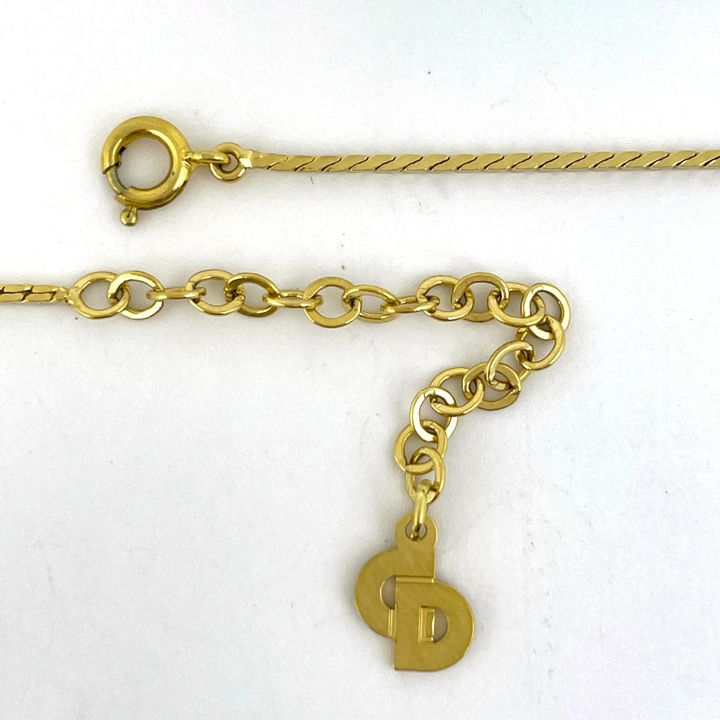 クリスチャンディオール ロゴ ラインストーン ネックレス ハート ネックレス GP ゴールド レディース 【中古】bracc