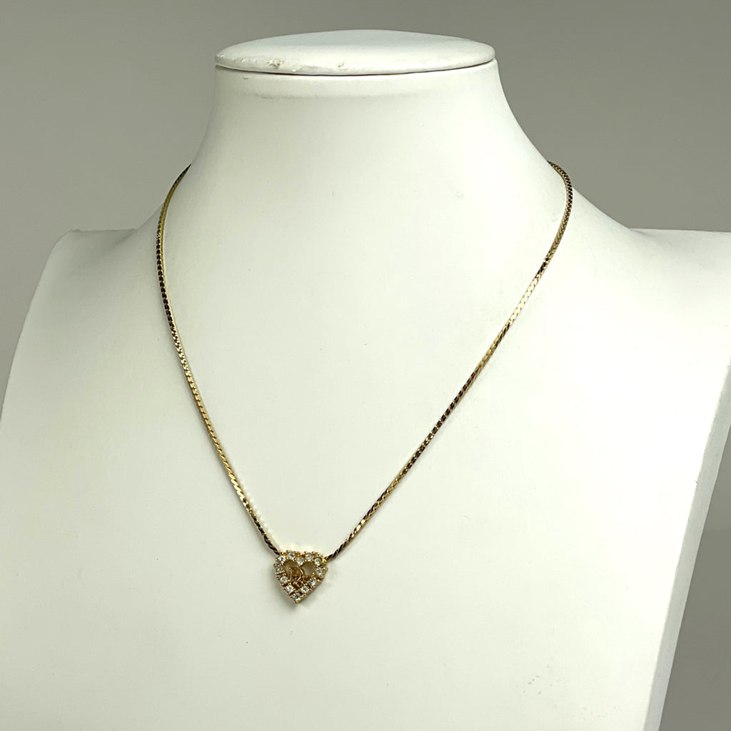 クリスチャンディオール ロゴ ラインストーン ネックレス ハート ネックレス GP ゴールド レディース 【中古】bracc