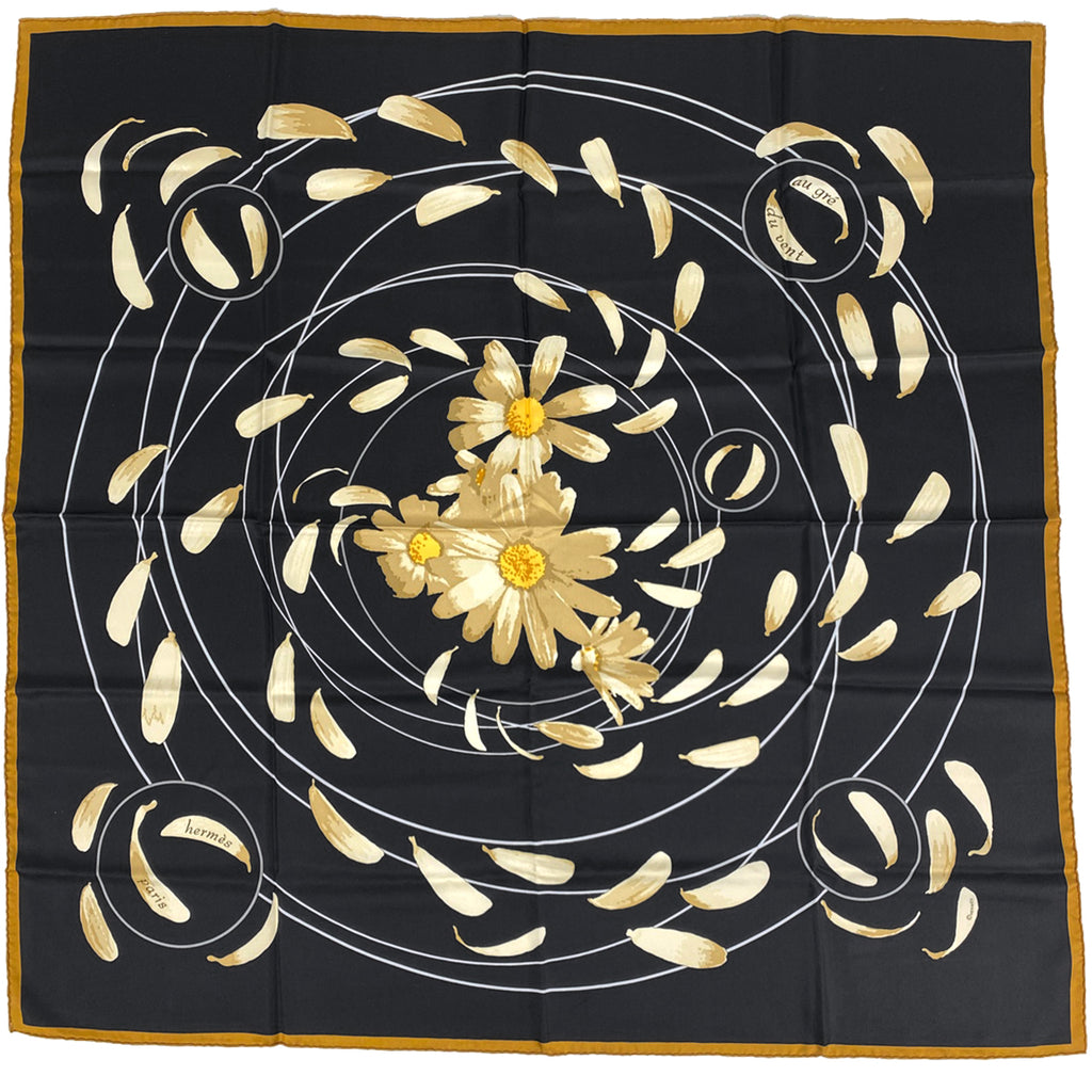 エルメス カレ90 AU GRE DU VENT 風にまかせて スカーフ シルク ブラック マルチカラー レディース 【中古】brbag