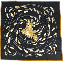 エルメス カレ90 AU GRE DU VENT 風にまかせて スカーフ シルク ブラック マルチカラー レディース 【中古】brbag