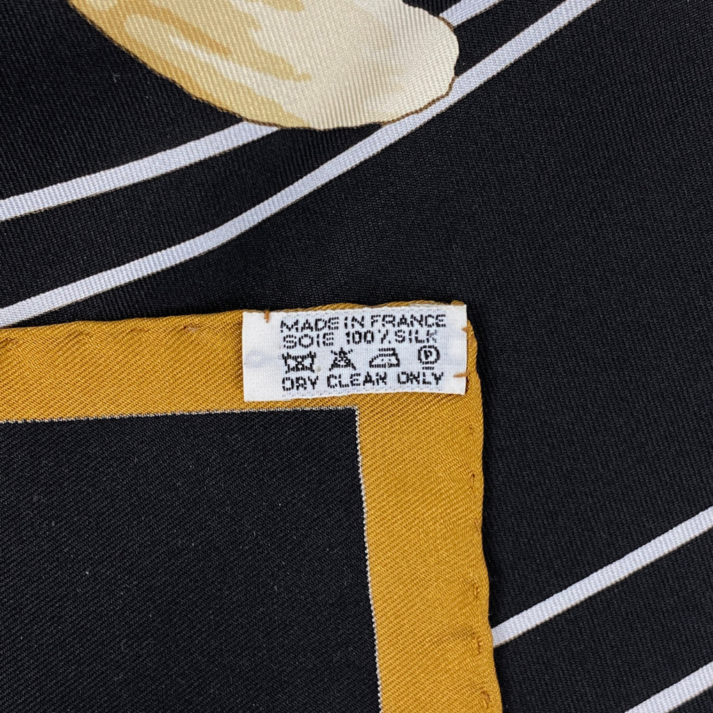 エルメス カレ90 AU GRE DU VENT 風にまかせて スカーフ シルク ブラック マルチカラー レディース 【中古】brbag