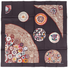 エルメス カレ 90 SULFURE&PRESSE PAPIERS2 硫化＆文鎮2 スカーフ シルク ブラウン マルチカラー レディース 【中古】brbag