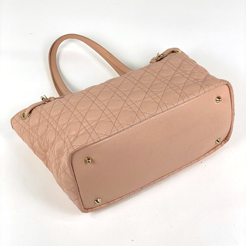 クリスチャンディオール パナレア トートバッグ カナージュ 肩掛け トートバッグ コーティングキャンバス ピンク レディース 【中古】brbag