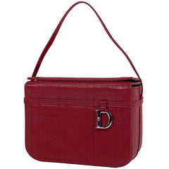 クリスチャンディオール カナージュ バニティバッグ ロゴ ハンドバッグ 化粧ポーチ レザー レッド レディース 【中古】brbag
