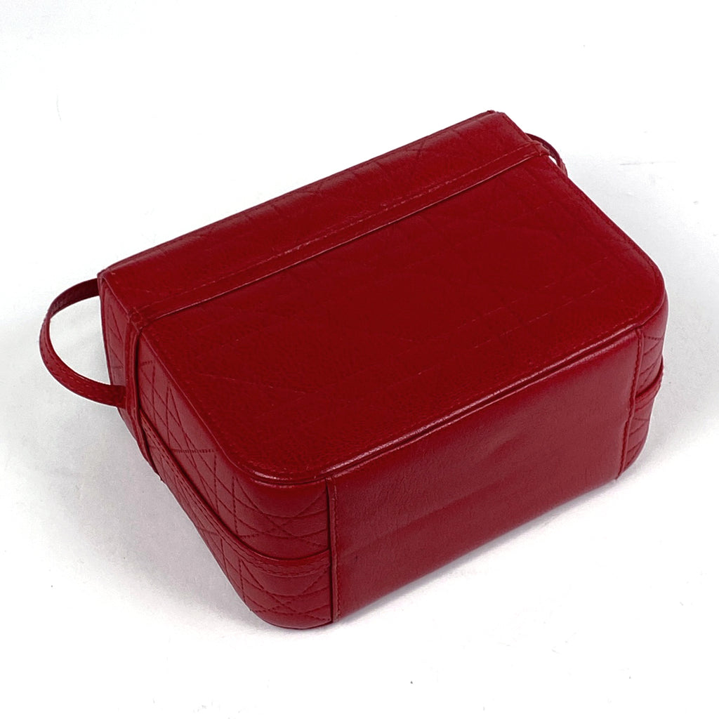 クリスチャンディオール カナージュ バニティバッグ ロゴ ハンドバッグ 化粧ポーチ レザー レッド レディース 【中古】brbag