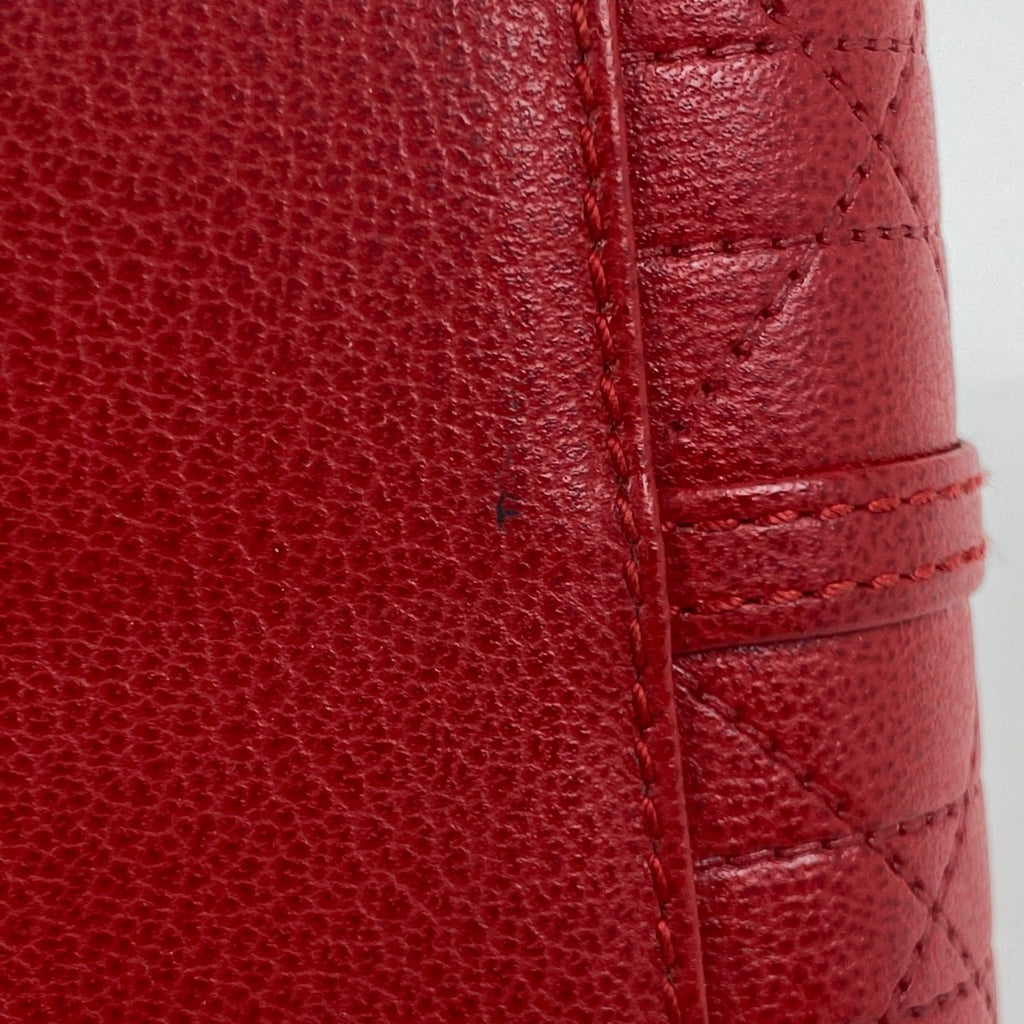 クリスチャンディオール カナージュ バニティバッグ ロゴ ハンドバッグ 化粧ポーチ レザー レッド レディース 【中古】brbag