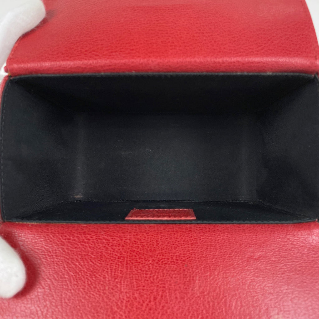 クリスチャンディオール カナージュ バニティバッグ ロゴ ハンドバッグ 化粧ポーチ レザー レッド レディース 【中古】brbag