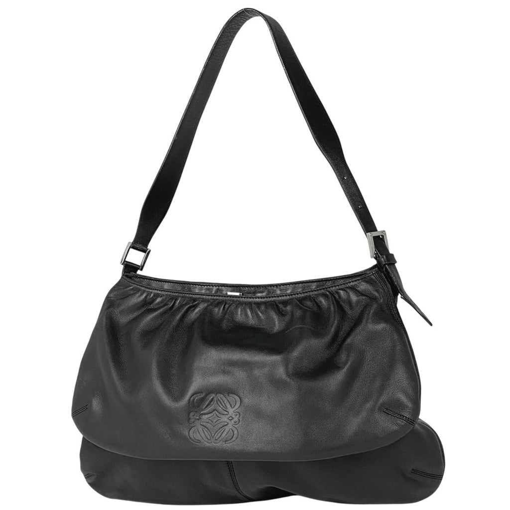 ロエベ アナグラム ショルダーバッグ ロゴ ショルダーバッグ レザー ブラック レディース 【中古】brbag