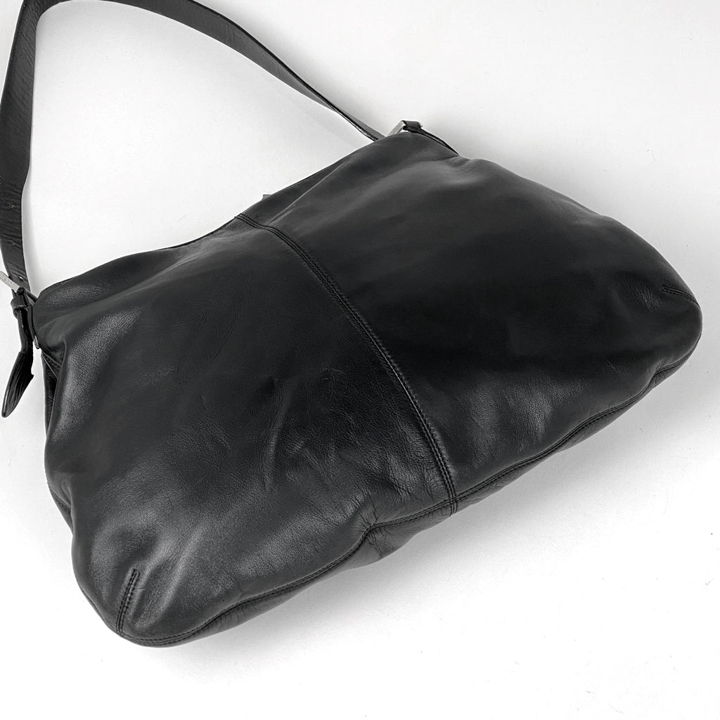 ロエベ アナグラム ショルダーバッグ ロゴ ショルダーバッグ レザー ブラック レディース 【中古】brbag