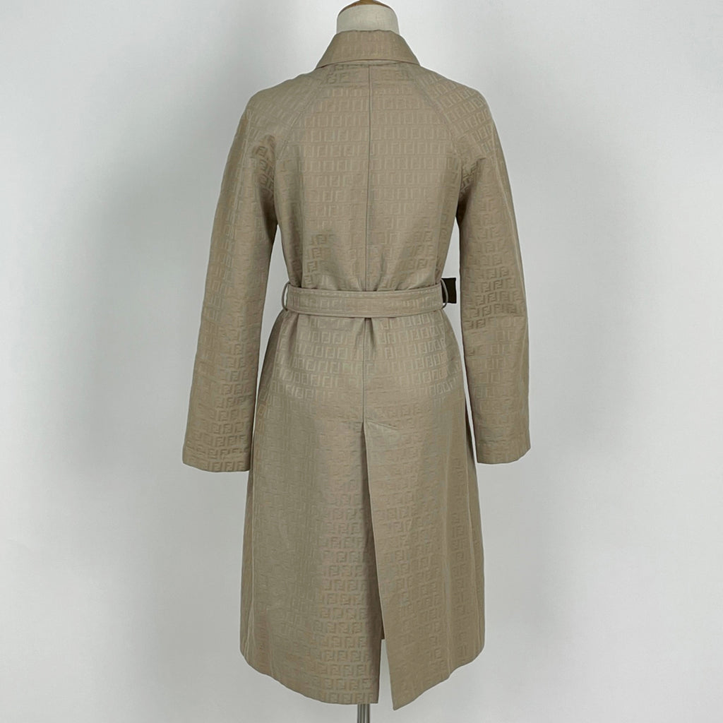 フェンディ ズッカ柄 ステンカラーコート ベルト付き FF柄 ズッキーノ柄 アウター ステンカラーコート コットン ベージュ レディース 【中古】brapp