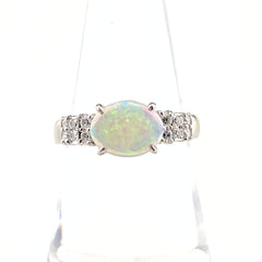 オパール デザインリング プラチナ メレダイヤ 指輪 リング 14号 Pt900 オパール ダイヤモンド レディース 【中古】nbjwl