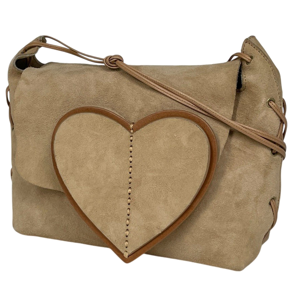 グッチ ハートモチーフ ショルダーバッグ 斜め掛け ショルダーバッグ スエード ベージュ 95107 レディース 【中古】brbag
