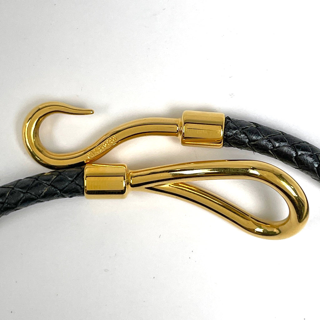 エルメス ジャンボ ブレスレット 腕輪 2連 チョーカー ブレスレット GP レザー ゴールド ブラック レディース ブランドアクセサリー 【中古】bracc