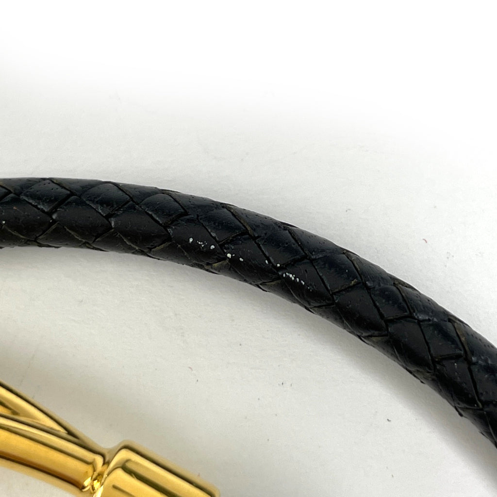 エルメス ジャンボ ブレスレット 腕輪 2連 チョーカー ブレスレット GP レザー ゴールド ブラック レディース ブランドアクセサリー 【中古】bracc