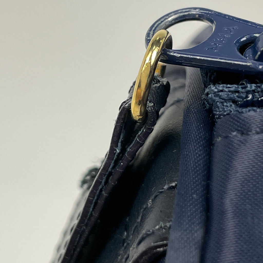 イヴ・サンローラン ロゴ ハンドバッグ YSL ボストンバッグ ハンドバッグ ナイロン ネイビー レディース 【中古】brbag