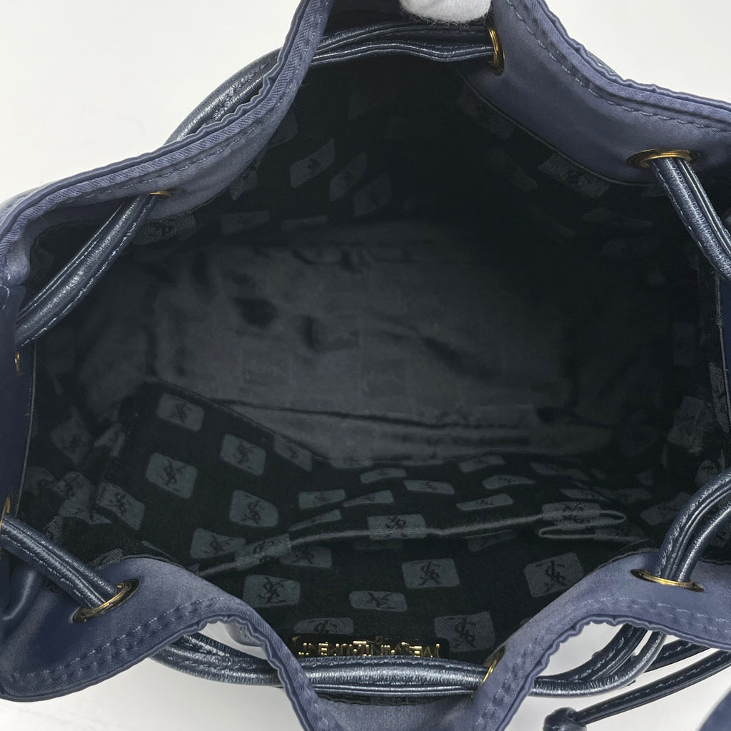 イヴ・サンローラン ロゴ ショルダーバッグ YSL 斜め掛け ショルダーバッグ ナイロン ネイビー レディース 【中古】brbag