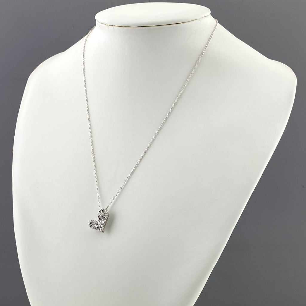 ハートモチーフ デザインネックレス WG ホワイトゴールド ペンダント ネックレス K18 WG ダイヤモンド レディース 【中古】nbjwl