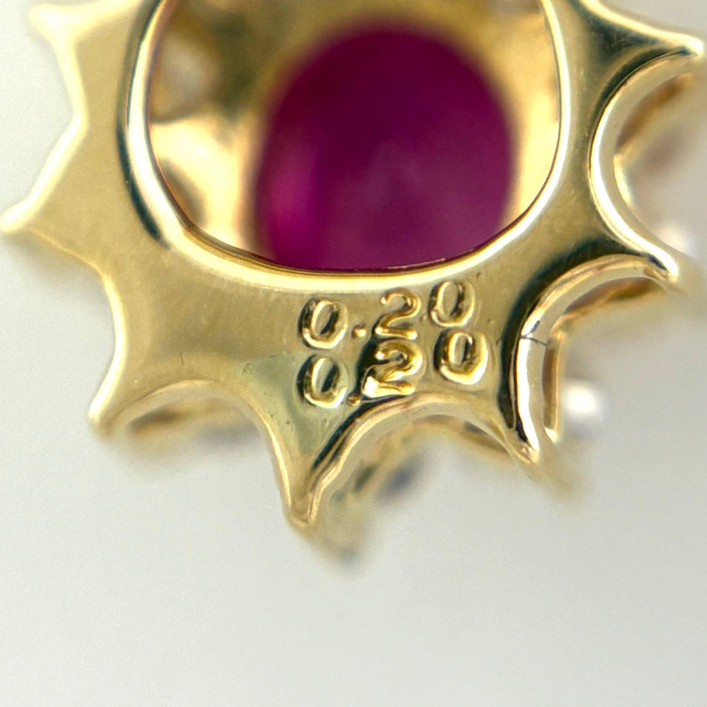 ルビー デザインネックレス YG イエローゴールド ペンダント メレダイヤ 750 ネックレス K18 ルビー ダイヤモンド レディース 【中古】nbjwl