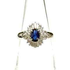 サファイア デザインリング プラチナ 指輪 メレダイヤ リング 11.5号 Pt900 サファイア ダイヤモンド レディース ノンブランドジュエリー 【中古】nbjwl