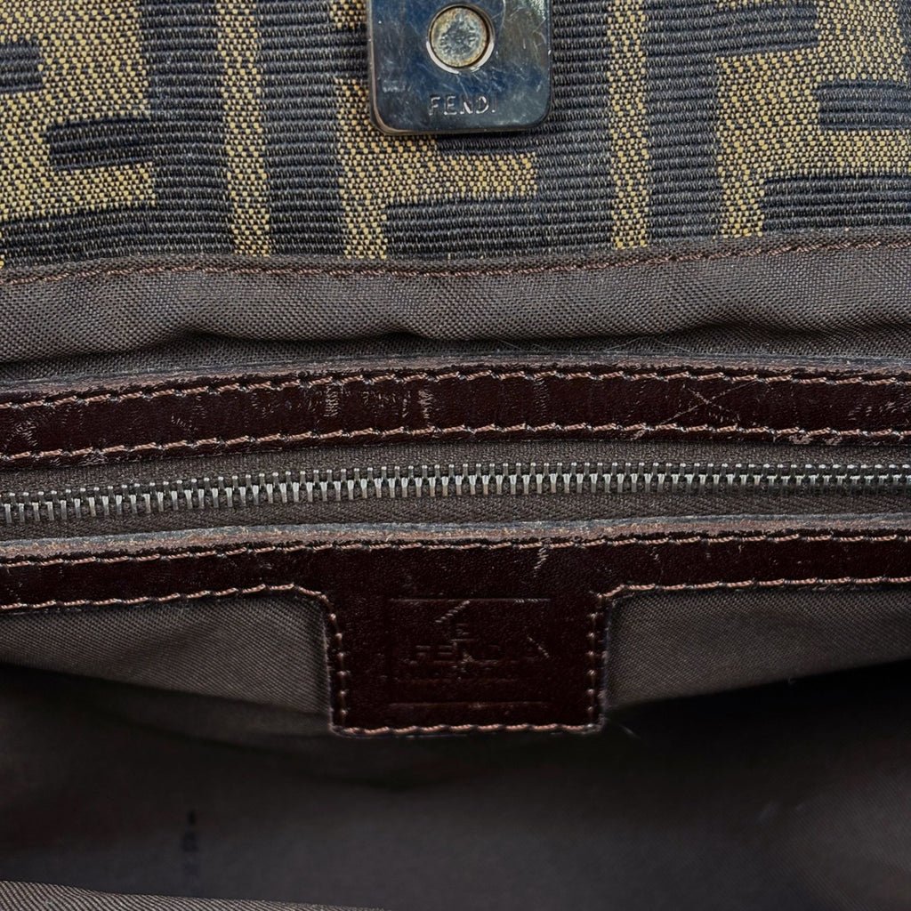 フェンディ ズッカ柄 ハンドバッグ 手提げ トートバッグ 総柄 ハンドバッグ キャンバス ブラウン 26693 レディース 【中古】brbag