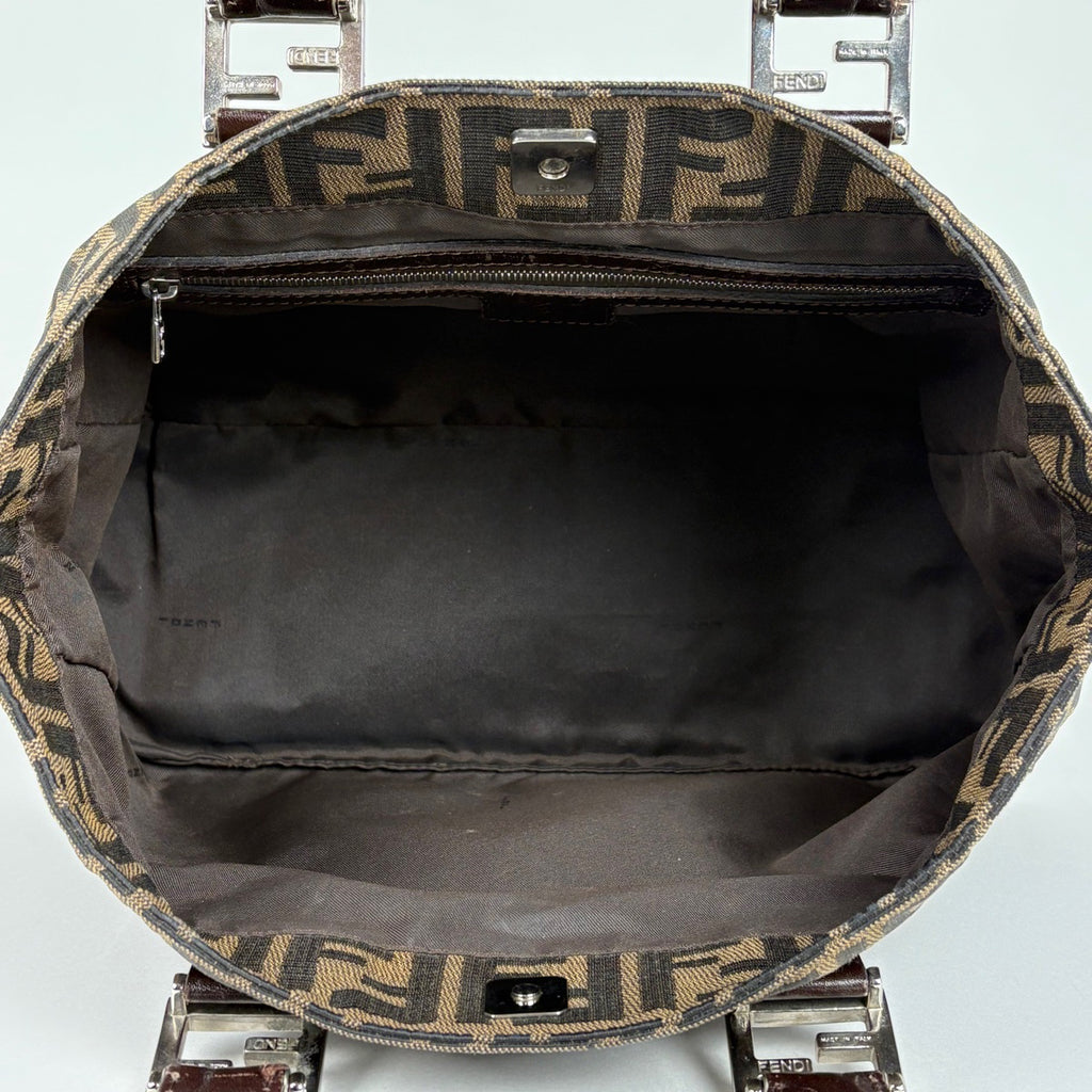 フェンディ ズッカ柄 ハンドバッグ 手提げ トートバッグ 総柄 ハンドバッグ キャンバス ブラウン 26693 レディース 【中古】brbag
