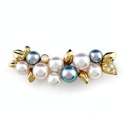 タサキ パール デザインブローチ K18 メレダイヤ 真珠 ブローチ K18 パール ダイヤモンド レディース ブランドジュエリー 【中古】brjwl