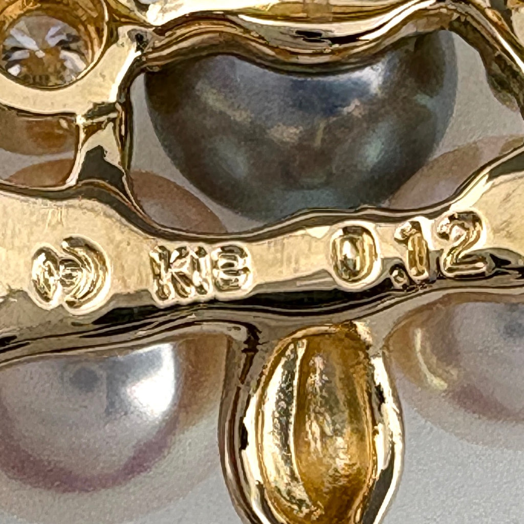 タサキ パール デザインブローチ K18 メレダイヤ 真珠 ブローチ K18 パール ダイヤモンド レディース ブランドジュエリー 【中古】brjwl