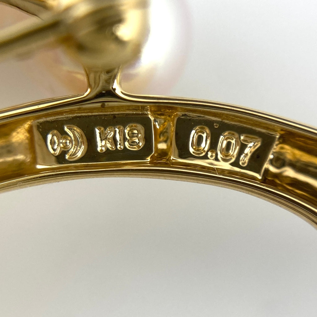 タサキ パール デザインブローチ YG イエローゴールド 真珠 メレダイヤ ブローチ K18 パール ダイヤモンド レディース 【中古】brjwl