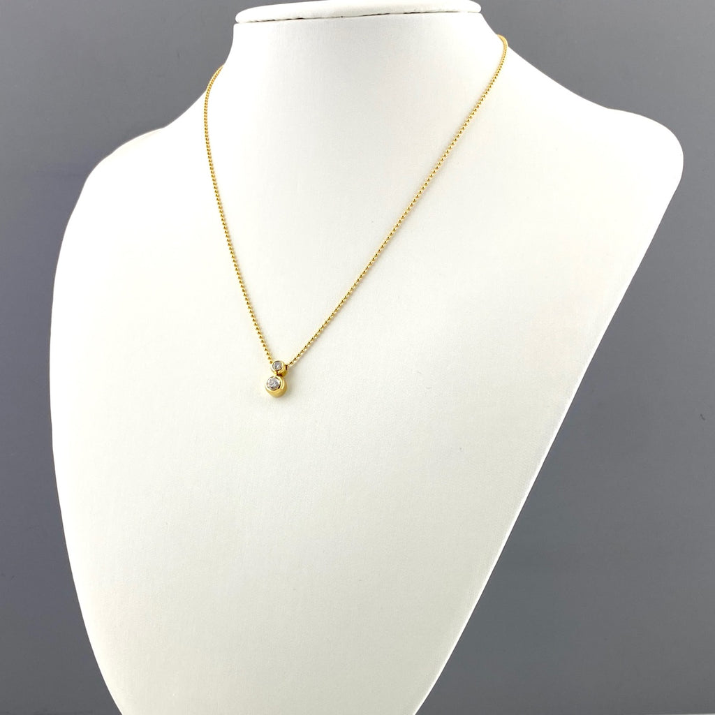 ダイヤモンド デザインネックレス YG イエローゴールド ペンダント ネックレス K18 ダイヤモンド レディース 【中古】nbjwl