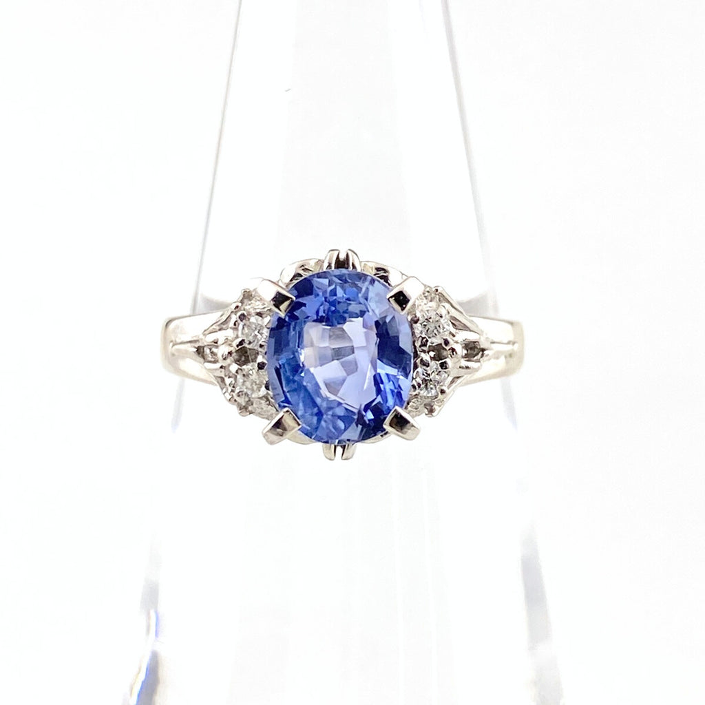 サファイア デザインリング プラチナ メレダイヤ 指輪 リング 11.5号 Pt850 サファイア ダイヤモンド レディース 【中古】nbjwl