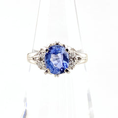 サファイア デザインリング プラチナ メレダイヤ 指輪 リング 11.5号 Pt850 サファイア ダイヤモンド レディース 【中古】nbjwl