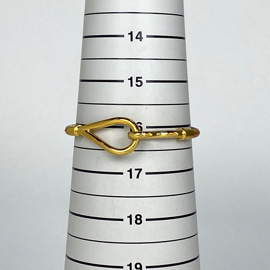 エルメス ジャンボ ブレスレット 腕輪 フック ブレスレット GP レザー ゴールド ブラウン レディース 【中古】bracc